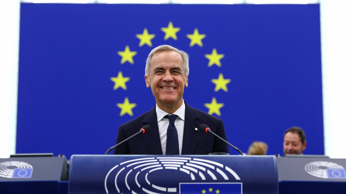 Canadian Prime Minister Mark Carney addresses the European Parliament in Strasbourg, France Sept. 17, 2026. (Reuters Photo)