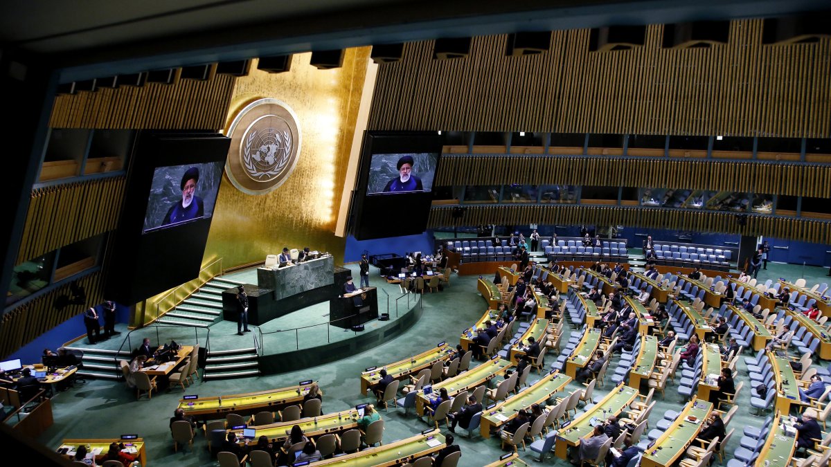 Then-Iranian President Ebrahim Raisi addresses the 78th United Nations General Assembly at U.N. headquarters in New York City, Sept. 19, 2023. (AFP File Photo)