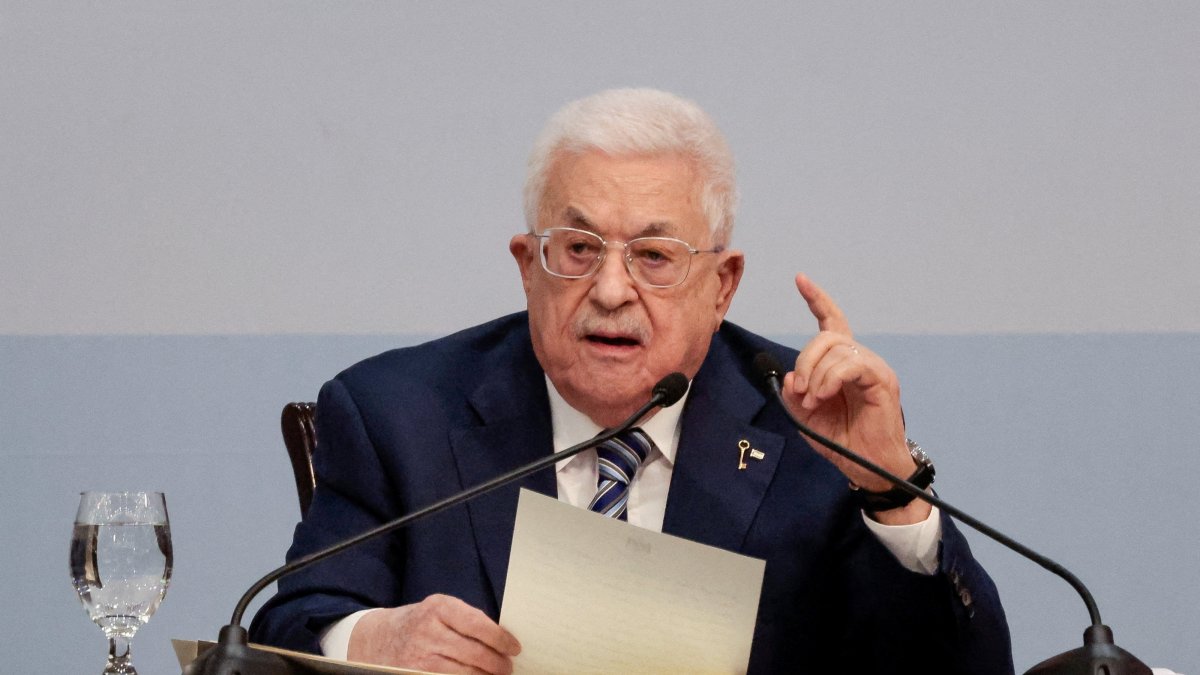Palestinian President Mahmoud Abbas speaks during the 8th General Conference of Fatah in Ramallah in the Israeli-occupied West Bank, May 14, 2026. (Reuters Photo)