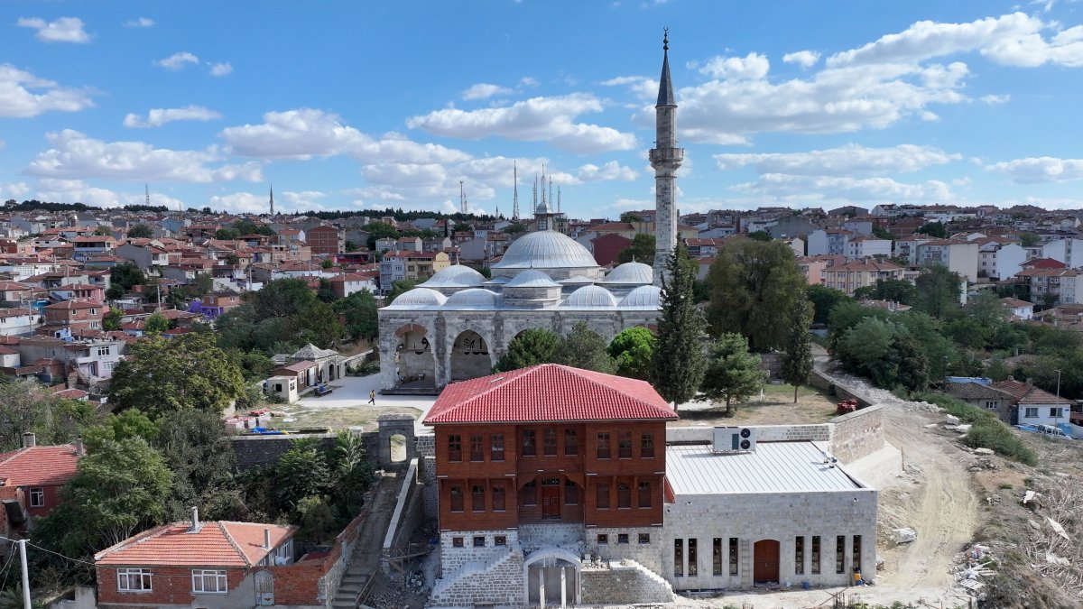 An aerial view shows the historic Edirne Mevlevi Lodge following the completion of its revival project, Edirne, Türkiye, Sept. 17, 2026. (AA Photo)