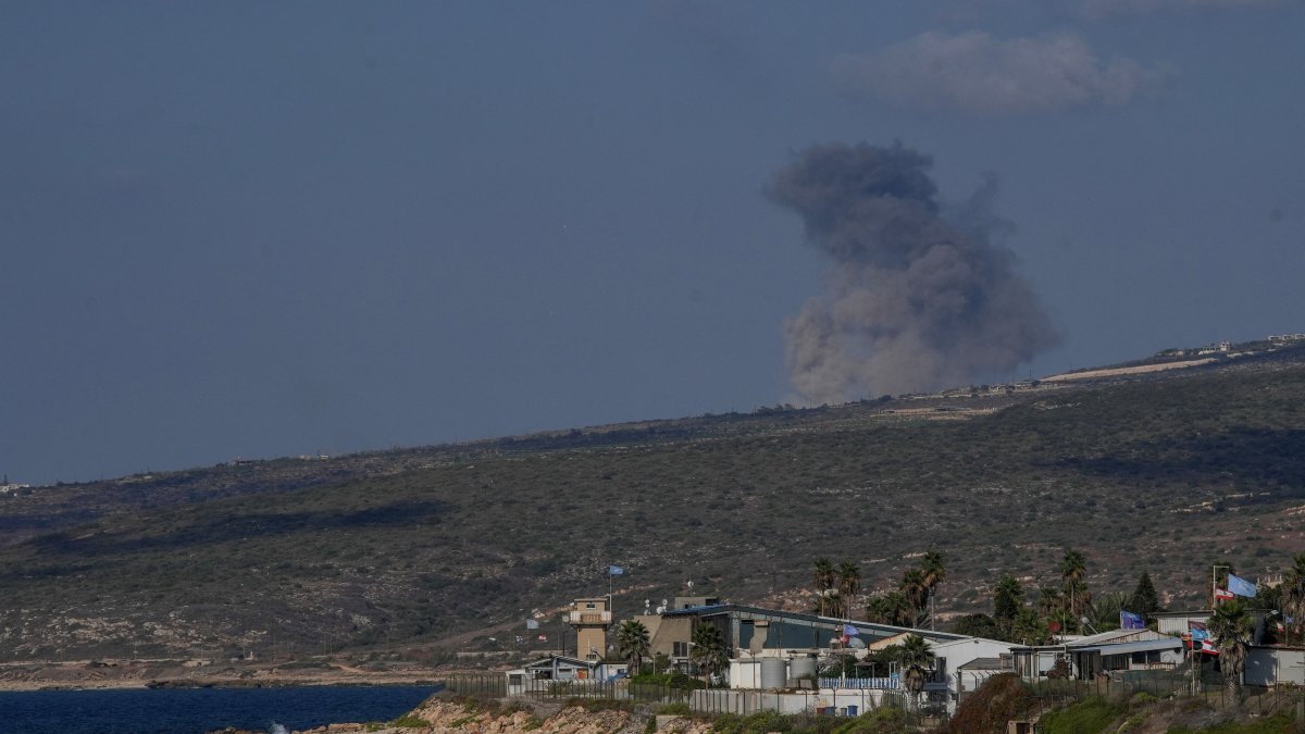 Smoke rises in Mansouri following Israeli strikes, as seen from Naqoura, Lebanon, Sept. 11, 2026. (Reuters File Photo)