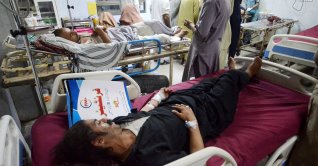 Victims of the terrorist attack are hospitalized in Kohat, Pakistan, Sept. 18, 2026. (AA Photo)