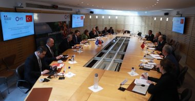A delegation led by Environment, Urbanization and Climate Change Minister Murat Kurum (4th L) meets with a delegation led by French Development Agency (AFD) Director-General Christophe Lecourtier (4th R), Paris, France, Sept. 17, 2026. (AA Photo)