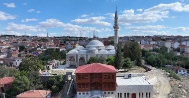 An aerial view shows the historic Edirne Mevlevi Lodge following the completion of its revival project, Edirne, Türkiye, Sept. 17, 2026. (AA Photo)