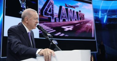 President Recep Tayyip Erdoğan speaks at the event to launch Istanbul Airport's fourth main runway, Istanbul, Türkiye, Sept. 18, 2026. (AA Photo)