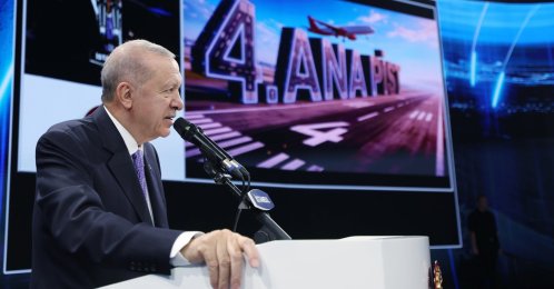 President Recep Tayyip Erdoğan speaks at the event to launch Istanbul Airport's fourth main runway, Istanbul, Türkiye, Sept. 18, 2026. (AA Photo)