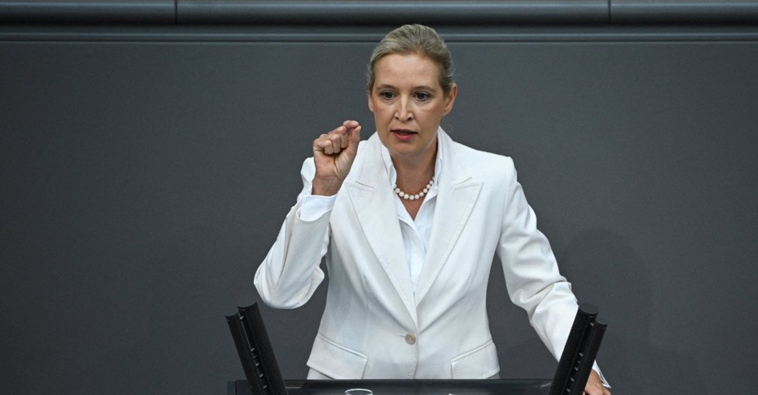 AfD co-leader Alice Weidel speaks during the 2027 budget debate in a plenary session of the lower house of parliament, the Bundestag, in Berlin, Sept. 9, 2026. (Reuters Photo)