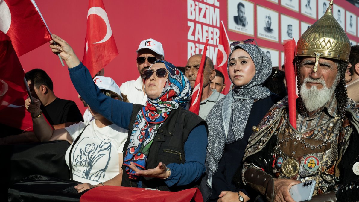 People attend a rally to mark the anniversary of the July 15 coup attempt, Ankara, Türkiye, July 15, 2026. (Getty Images Photo)