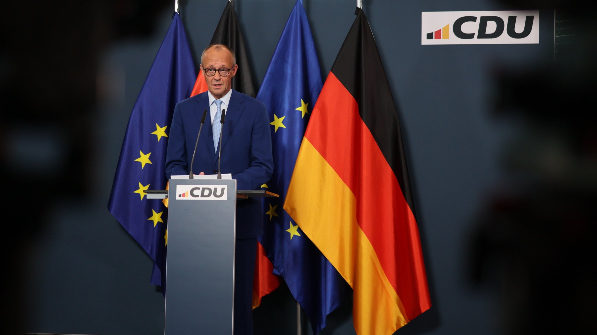 German Chancellor Friedrich Merz addresses the media following the Berlin state elections, Berlin, Germany, Sept. 20, 2026. (EPA Photo)