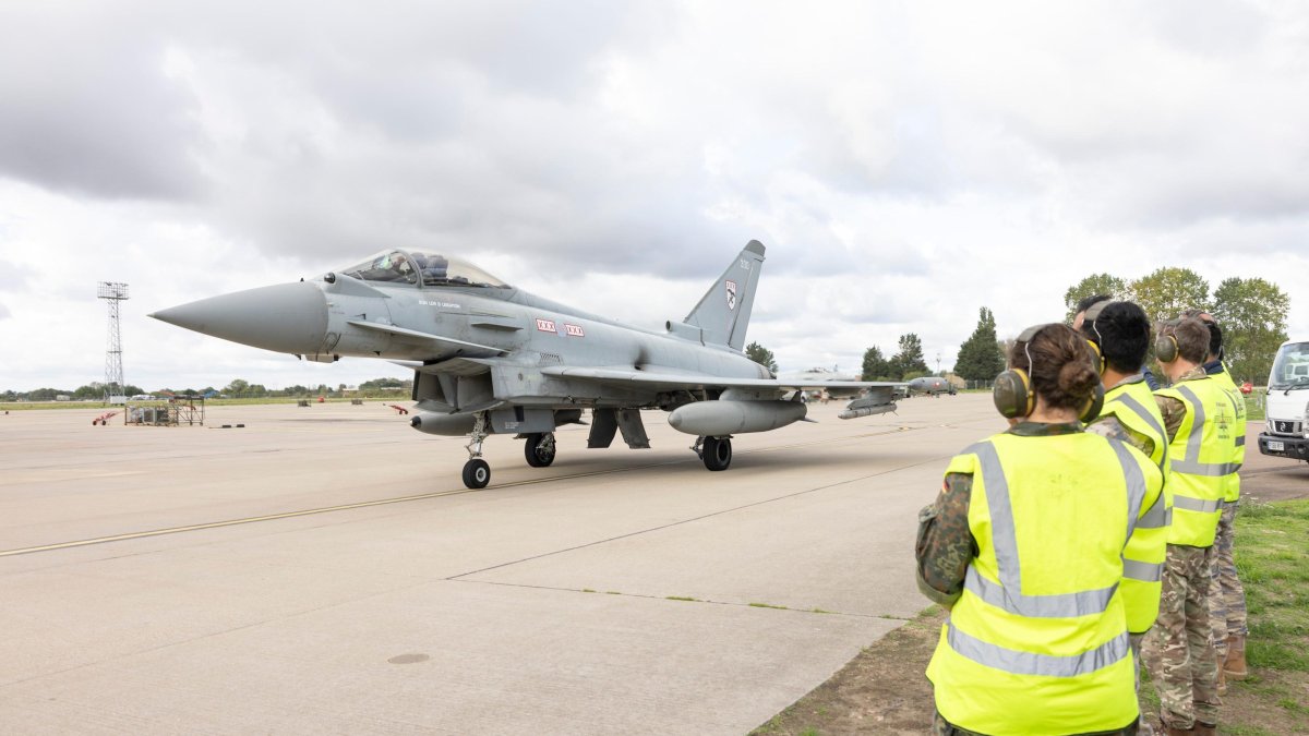 A Eurofighter Typhoon fighter jet is seen at the Royal Air Force station, Coningsby, U.K., Sept. 20, 2026. (AA Photo)