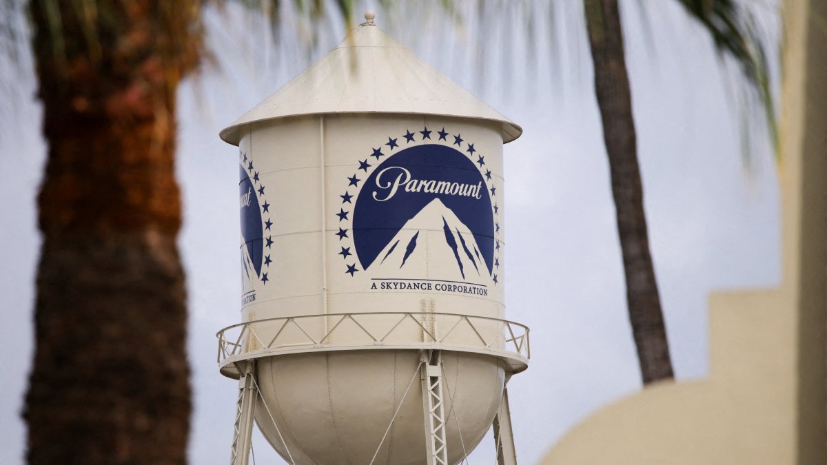 The Paramount water tower on the Paramount Studio lot in Hollywood, Los Angeles, California, U.S., Sept. 17, 2026. (Reuters Photo)