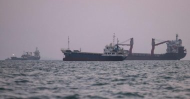 Vessels transit the Strait of Hormuz off the coast of the port city of Bandar Abbas, southern Iran, Sept. 5, 2026. (AFP Photo)