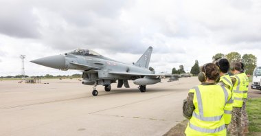 A Eurofighter Typhoon fighter jet is seen at the Royal Air Force station, Coningsby, U.K., Sept. 20, 2026. (AA Photo)