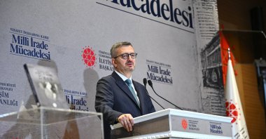 Professor Burhanettin Duran, head of the Turkish Presidency's Communications Directorate, speaks at an event, Istanbul, Türkiye, Sept. 18, 2026. (AA Photo)