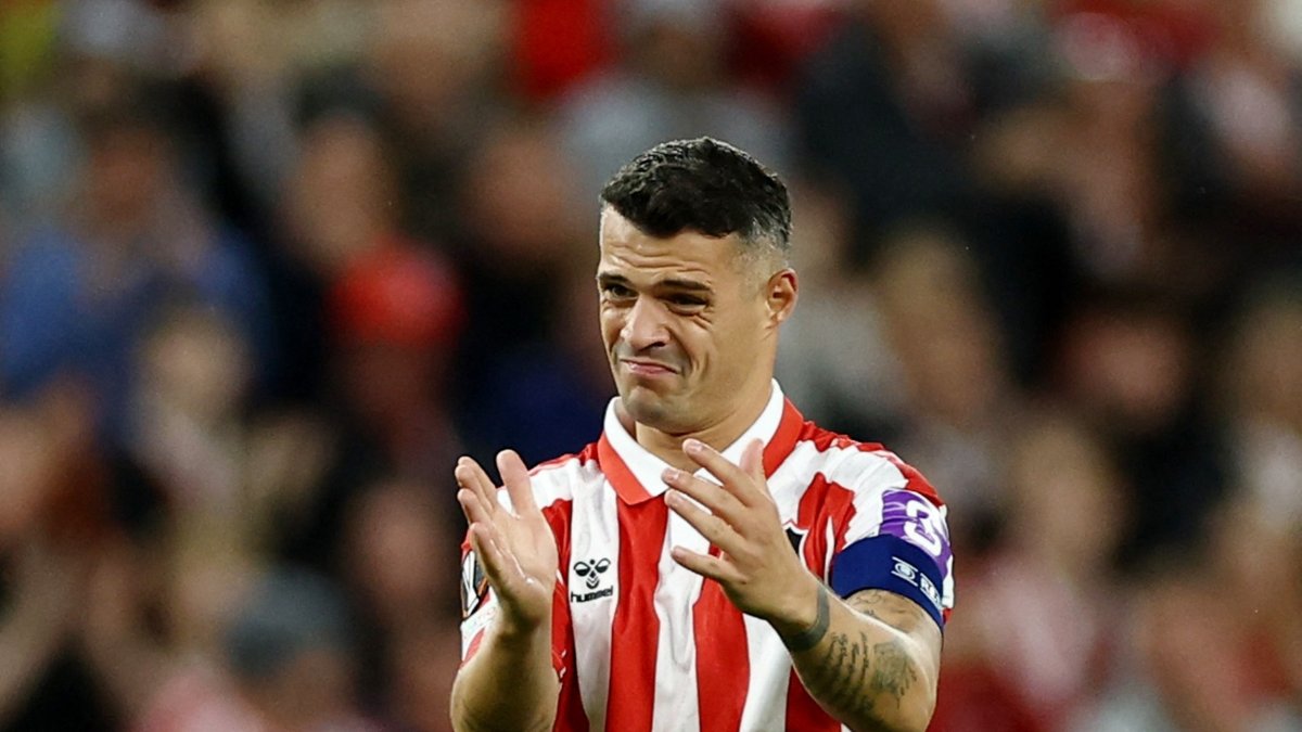 Sunderland's Granit Xhaka reacts during the UEFA Europa League match against AZ Alkmaar at Stadium of Light, Sunderland, U.K., Sept. 16, 2026. (Reuters Photo)