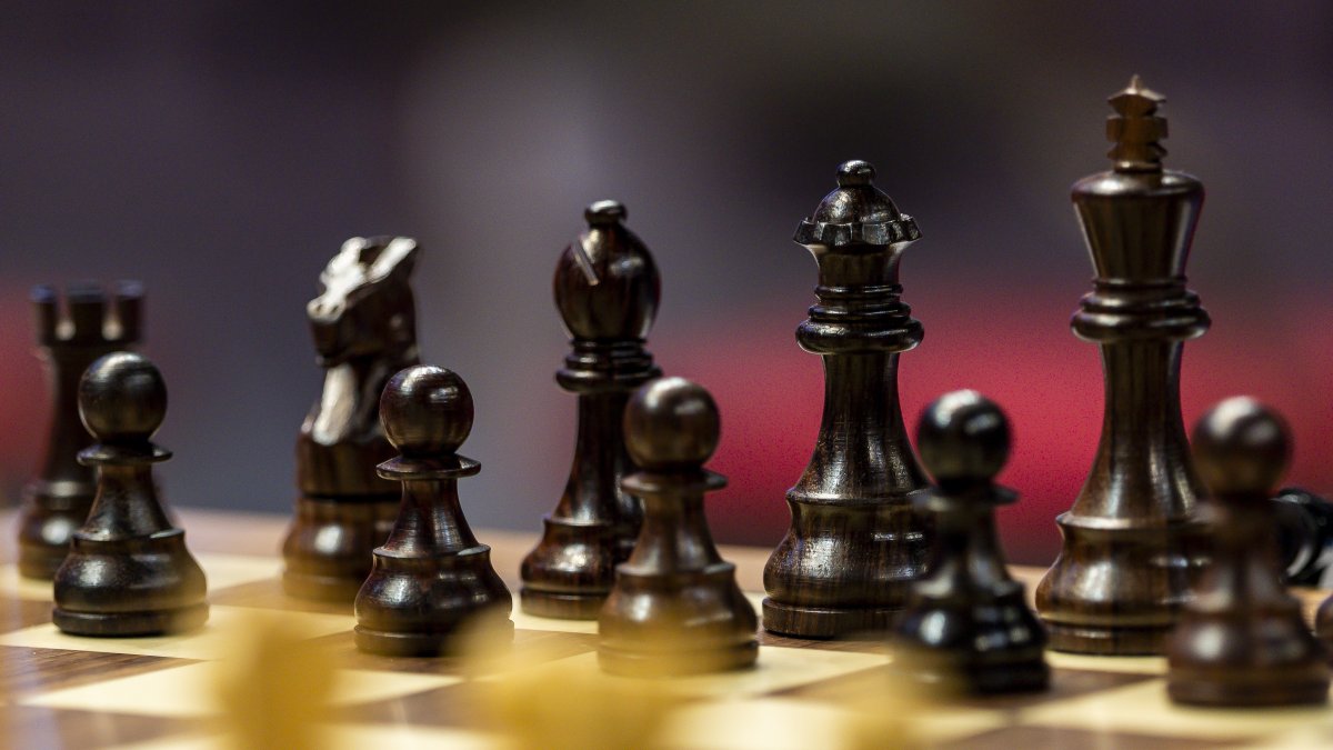 A chessboard with pieces stands during round ten of the FIDE World Team Rapid and Blitz Chess Championships 2026 at Queen Elizabeth Stadium, Hong Kong, June 19, 2026. (Getty Images Photo)