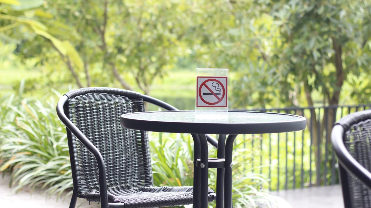 A no-smoking sign is displayed in a public area. (Shutterstock Photo)