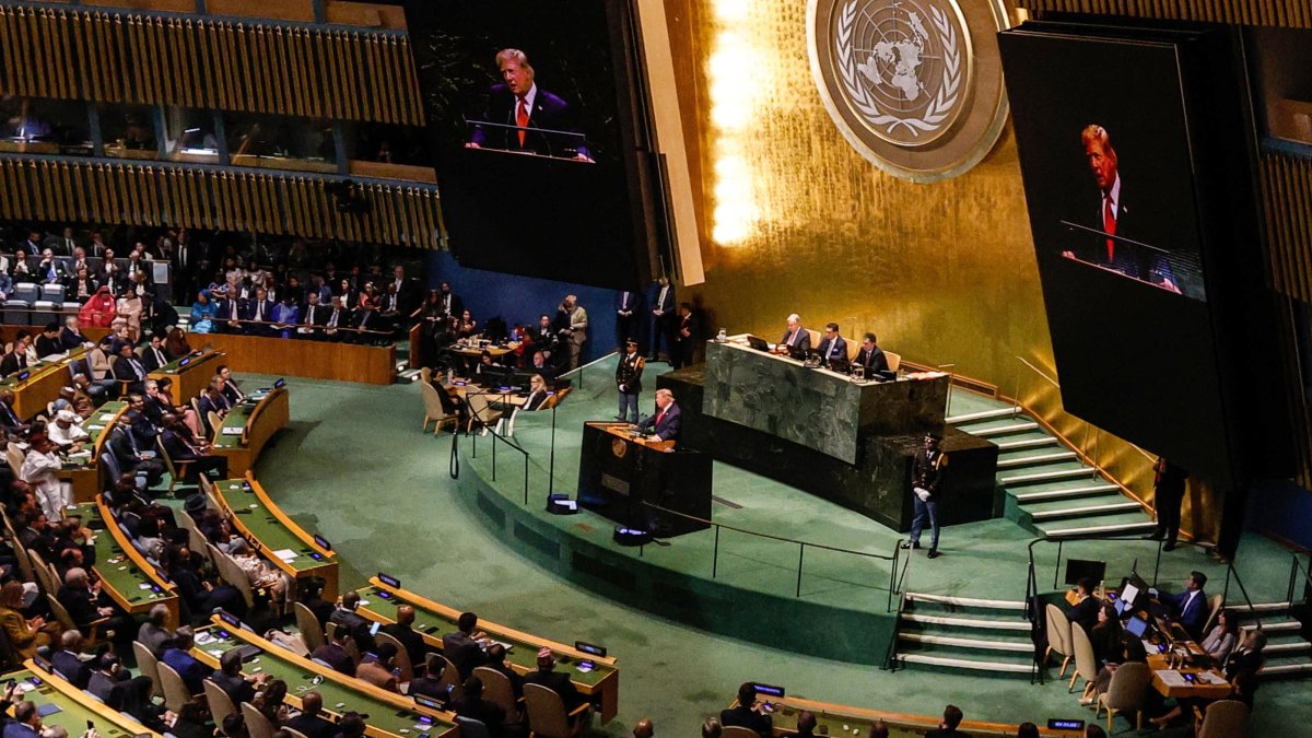 U.S. President Donald Trump delivers his speech during the General Debate of the 81st session of the United Nations (UN) General Assembly at United Nations Headquarters in New York, Sept. 22, 2026. (EPA Photo)