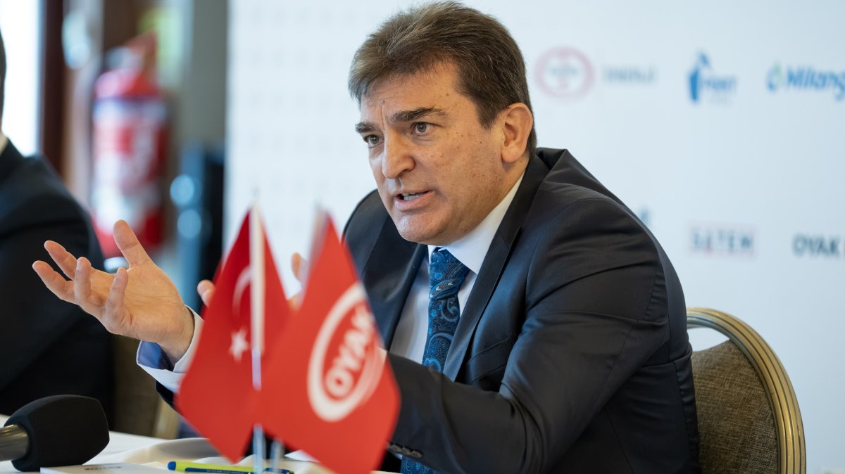 Oyak General Manager Murat Yalçıntaş speaks during a press meeting in Istanbul, Türkiye, Sept. 22, 2026. (AA Photo)