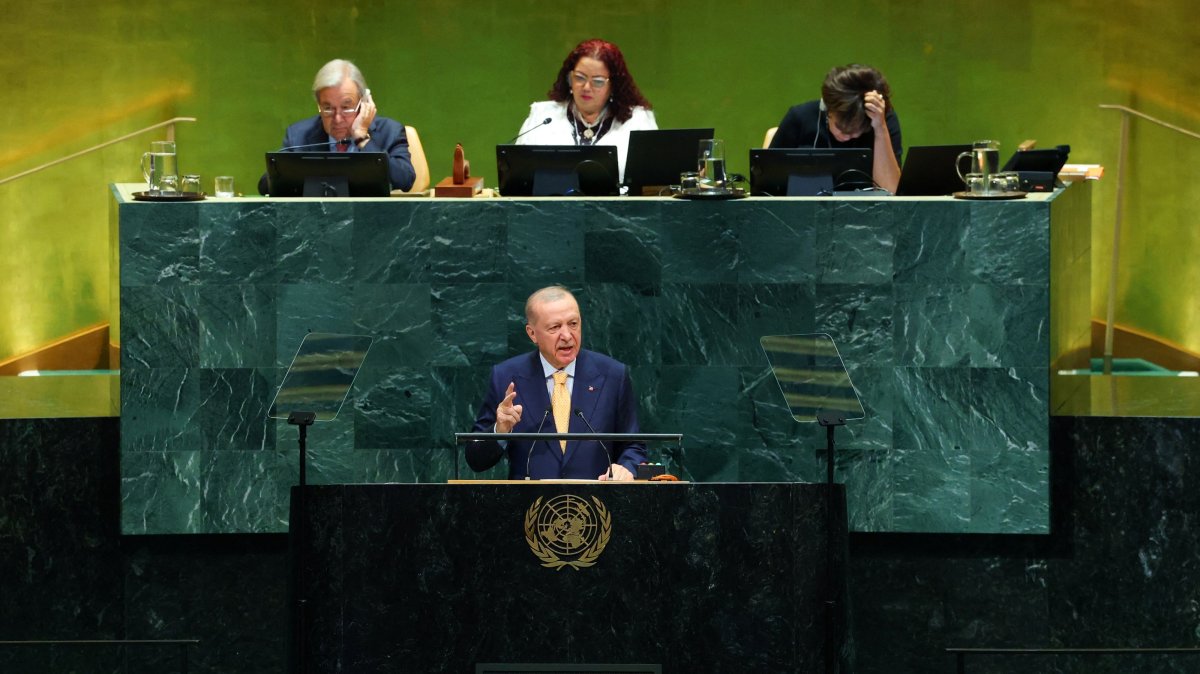 President Recep Tayyip Erdoğan addresses the 81st United Nations General Assembly at U.N. headquarters in New York City, U.S., Sept. 22, 2026. (Reuters Photo)