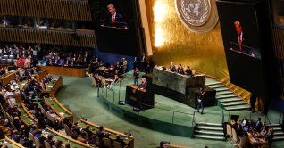 U.S. President Donald Trump delivers his speech during the General Debate of the 81st session of the United Nations (UN) General Assembly at United Nations Headquarters in New York, Sept. 22, 2026. (EPA Photo)