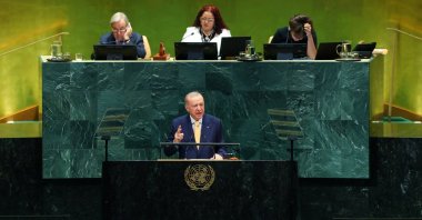President Recep Tayyip Erdoğan addresses the 81st United Nations General Assembly at U.N. headquarters in New York City, U.S., Sept. 22, 2026. (Reuters Photo)