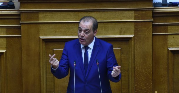 Kyriakos Velopoulos, the chair of the "Hellenic Solution" party, speaks during a speech, Athens, Greece, April 14, 2020. (Getty Images Photo)