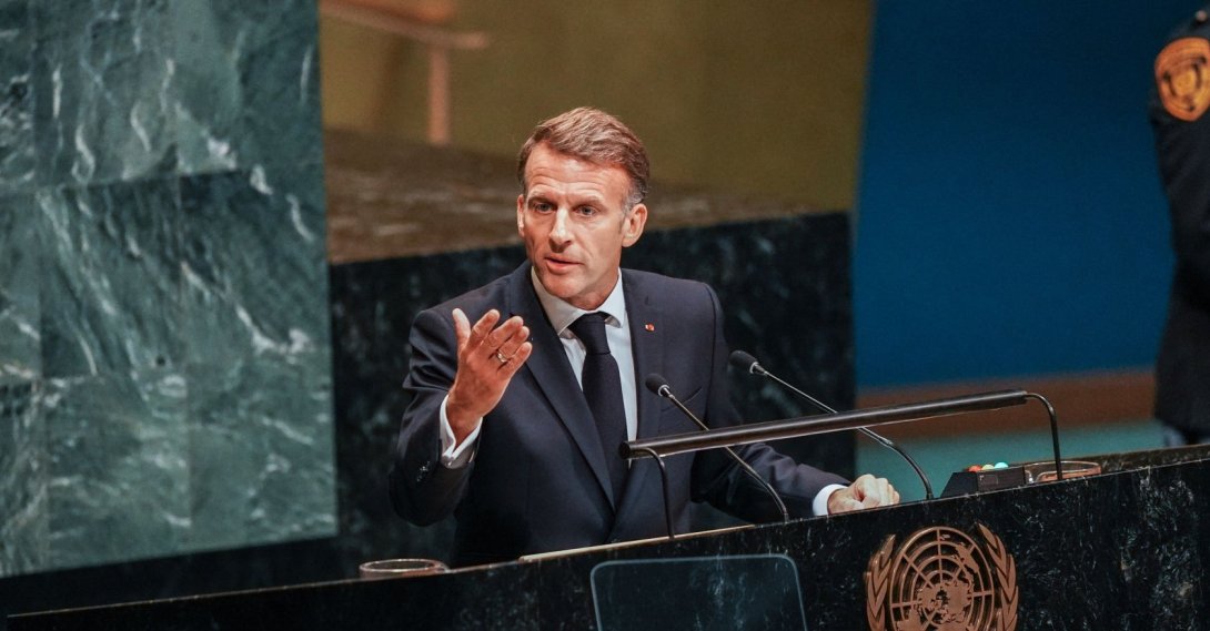 France's President Emmanuel Macron speaks during the 81st session of the United Nations (U.N.) General Assembly at U.N. Headquarters, Sept. 22, 2026. (AFP Photo)
