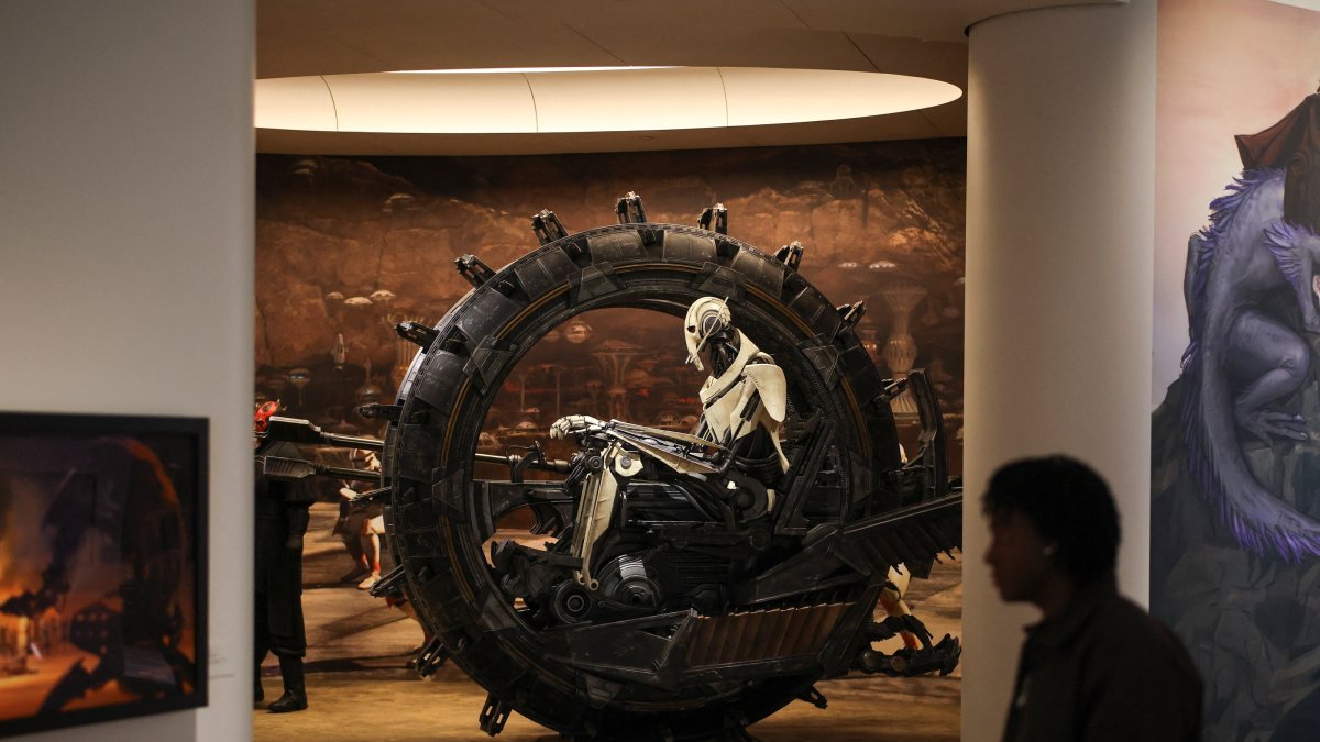 A Star Wars prop is displayed at the Lucas Museum of Narrative Art at its opening to the public, Los Angeles, California, U.S., Sept. 22, 2026. (Reuters Photo)