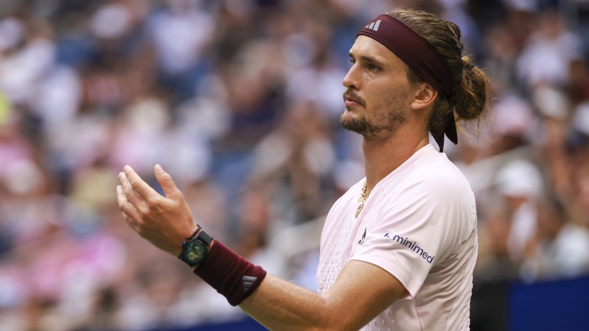 Germany's Alexander Zverev reacts during a game against Ben Shelton of the U.S. during the Men's Singles Finals of the US Open Tennis Championships at the USTA Billie Jean King National Tennis Center in Flushing Meadows, New York, U.S., Sept. 13, 2026. (EPA Photo)