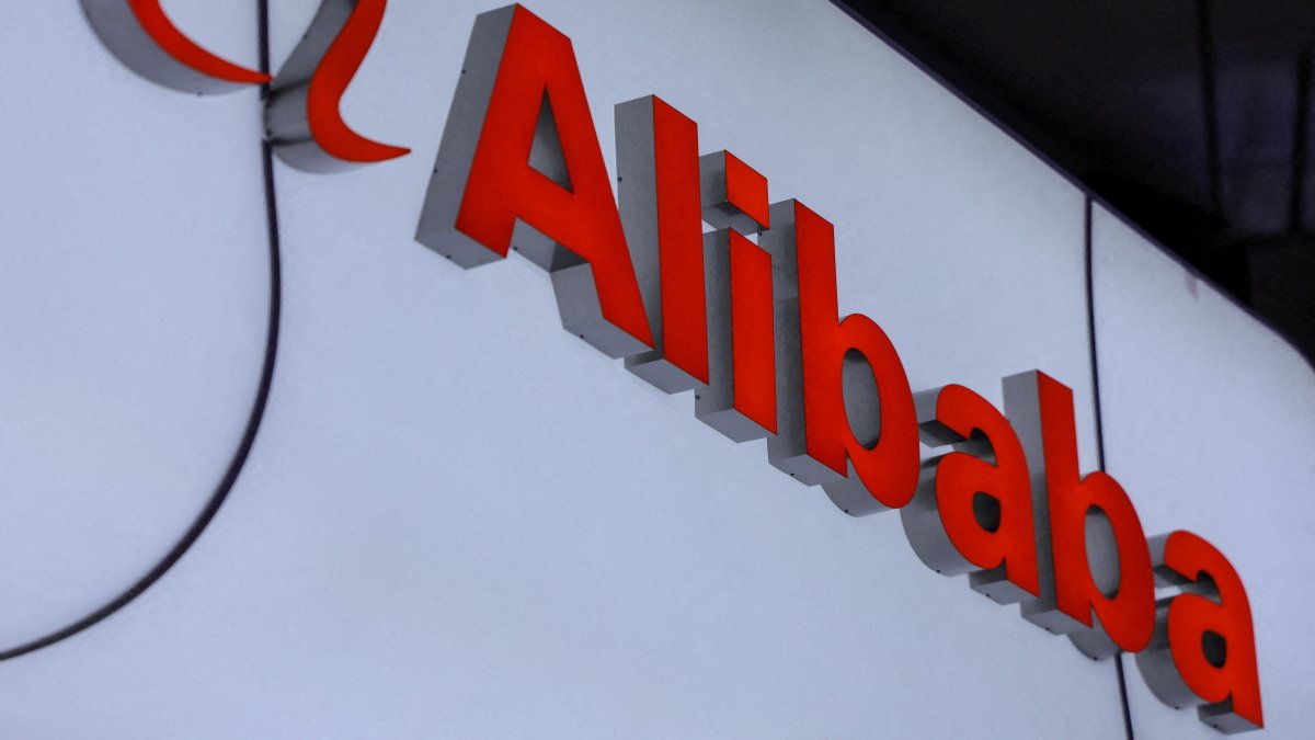 An Alibaba logo is displayed at the company's booth at the China International Fair for Trade in Services (CIFTIS) in Beijing, China, Sept. 10, 2025. (Reuters Photo)