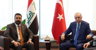 President Recep Tayyip Erdoğan and Iraqi Prime Minister Ali al-Zaidi hold a meeting in New York, Sept. 23, 2026. (Communications Directorate Handout)