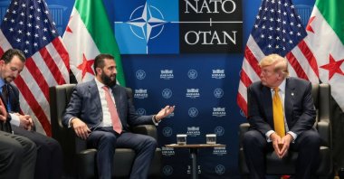 U.S. President Donald Trump holds a bilateral meeting with Syrian President Ahmed al-Sharaa alongside leaders at a NATO Summit, the Presidential Complex, Ankara, Türkiye, July 8, 2026. (Reuters Photo)