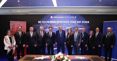 President Recep Tayyip Erdoğan attends a signing ceremony between Turkish Airlines and Boeing on the sidelines of the 81st United Nations General Assembly in New York, U.S., Sept. 23, 2026. (Turkish Presidency Handout via AA)