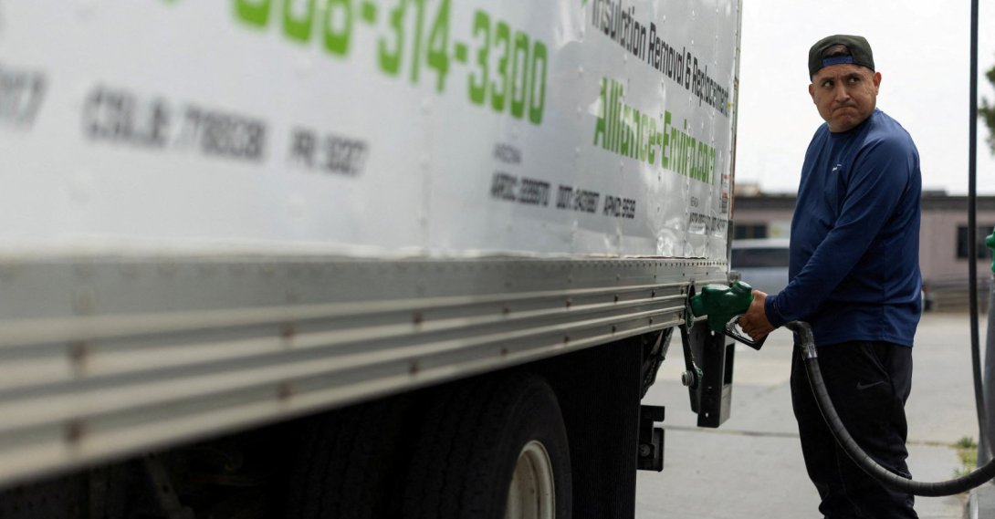 A worker fills his truck with diesel fuel at a corporate filling station, San Diego, California, U.S., May 18, 2026. (Reuters Photo)
