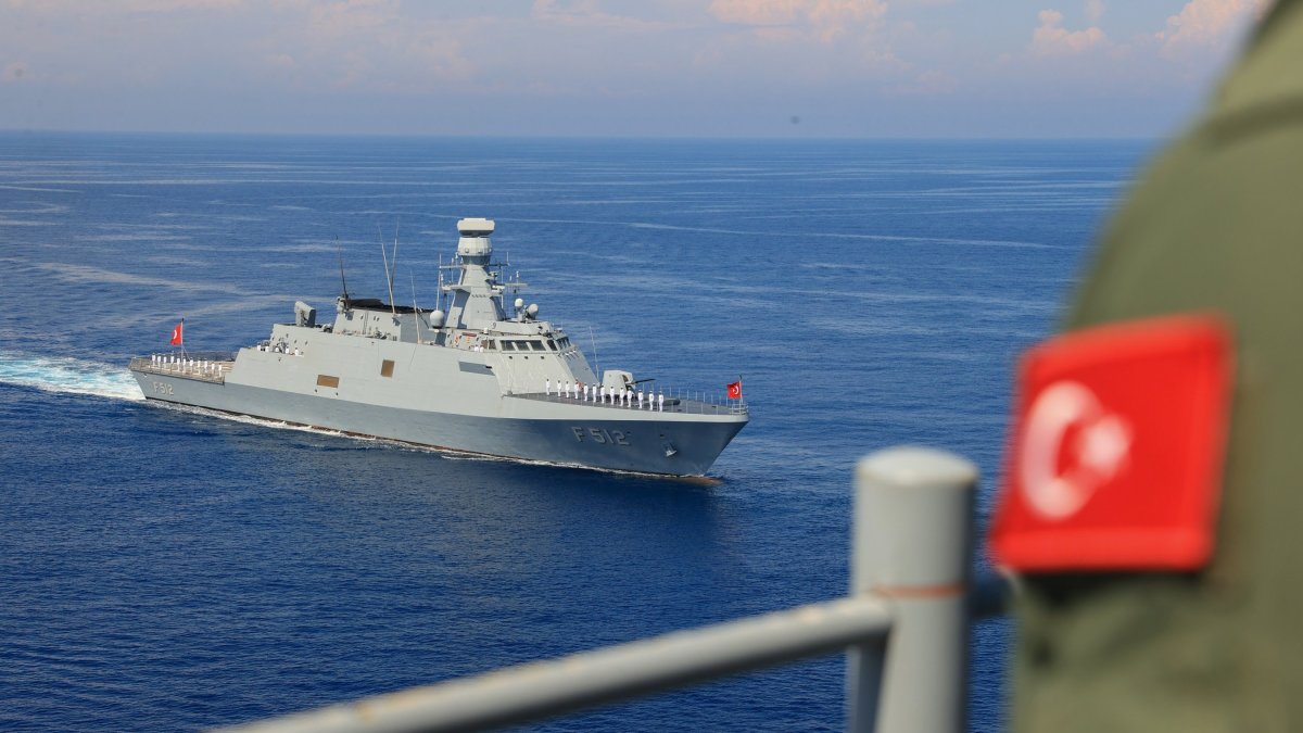 A Turkish soldier looks at a Turkish warship, Eastern Mediterranean, June, 11, 2026. (AA Photo)