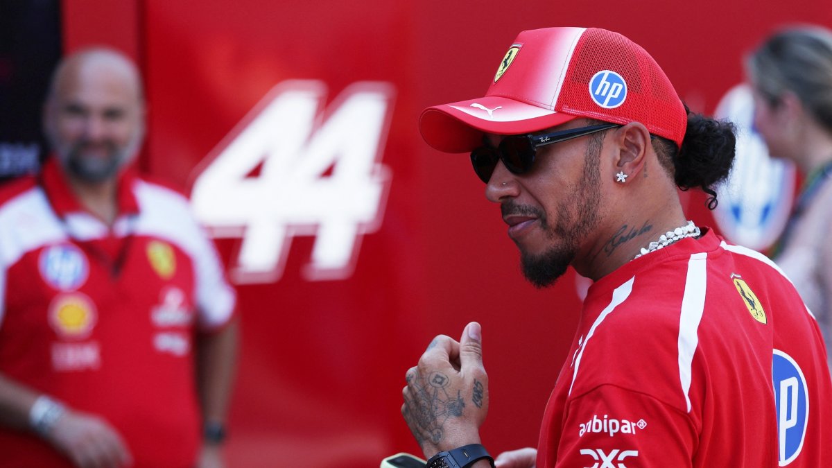 Ferrari's Lewis Hamilton ahead of Azerbaijan Grand Prix practice at Baku City Circuit, Baku, Azerbaijan, Sept. 24, 2026. (Reuters Photo)