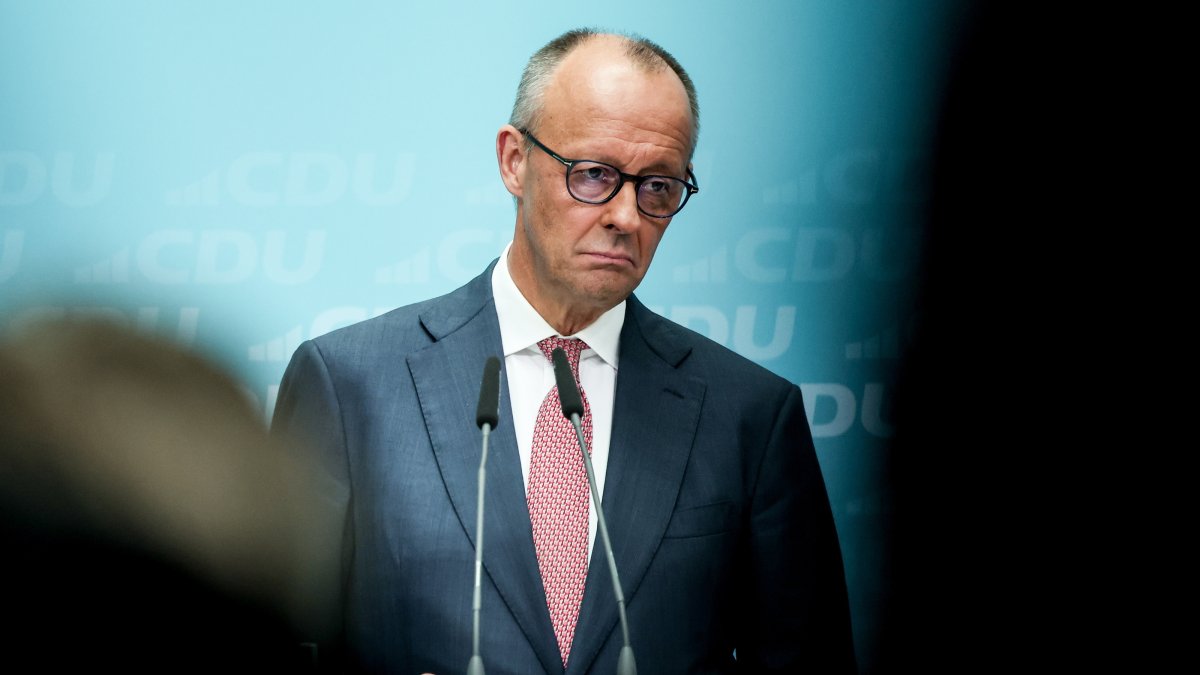 German Chancellor and leader of the Christian Democratic Union (CDU) Friedrich Merz attends a press conference at the CDU party's headquarters, Berlin, Germany, Sept. 21, 2026. (EPA Photo)