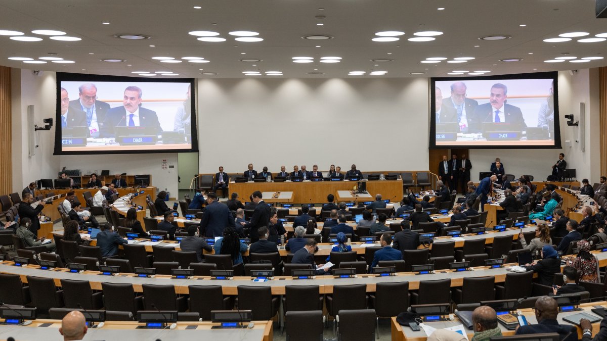 Foreign Minister Hakan Fidan chairs the Organization of Islamic Cooperation (OIC) Annual Coordination Meeting of Foreign Ministers on the sidelines of the 81st U.N. General Assembly high-level week, New York, Sept. 24, 2026. (AA Photo)