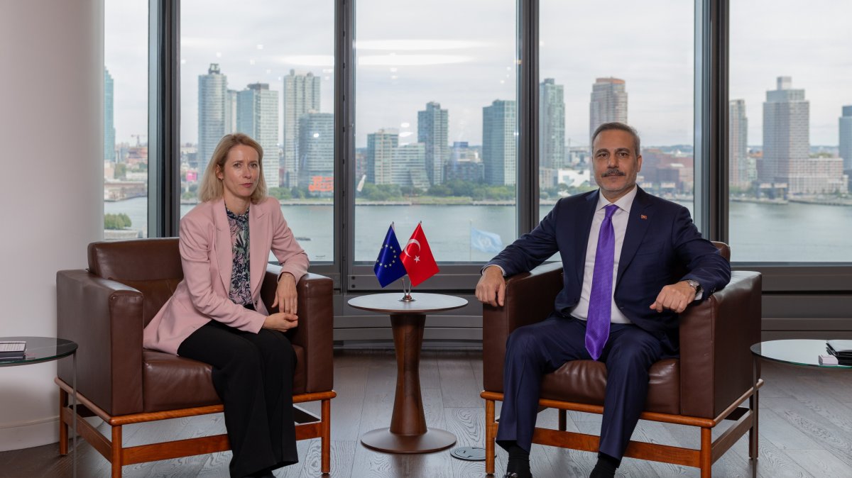 Foreign Minister Hakan Fidan meets EU foreign policy chief Kaja Kallas at the Turkish House, New York, Sept. 25, 2026. (AA Photo)