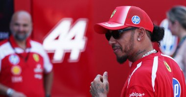 Ferrari's Lewis Hamilton ahead of Azerbaijan Grand Prix practice at Baku City Circuit, Baku, Azerbaijan, Sept. 24, 2026. (Reuters Photo)