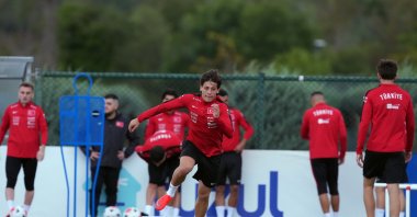Turkish national football team players train ahead of the UEFA Nations League match against France at the Hasan Doğan National Teams Camp and Training Facilities, Istanbul, Türkiye, Sept. 23, 2026. (DHA Photo)
