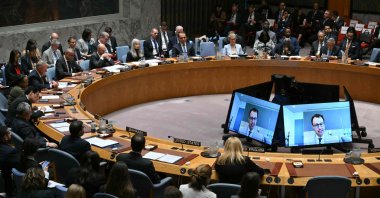 Anthropic CEO Dario Amodei appears by video during a U.N. Security Council meeting on artificial intelligence during the 81st General Assembly, U.N. headquarters, New York, U.S., Sept. 23, 2026. (AFP Photo)