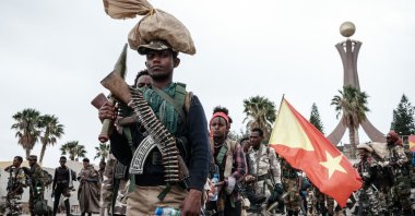 Tigray rebels prepare to leave for another field at Tigray Martyr's Memorial Monument Center in Mekele, the capital of Tigray region, Ethiopia, June 30, 2021. (AFP Photo)