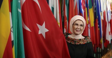 Turkish first lady Emine Erdoğan, chair of the U.N. Advisory Board of Eminent Persons on Zero Waste, attends programs focused on children, climate and development, New York, U.S., Sept. 24, 2026. (AA Photo)