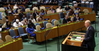 President Recep Tayyip Erdoğan addresses the 81st session of the United Nations General Assembly, New York, U.S., Sept. 22, 2026. (IHA Photo)