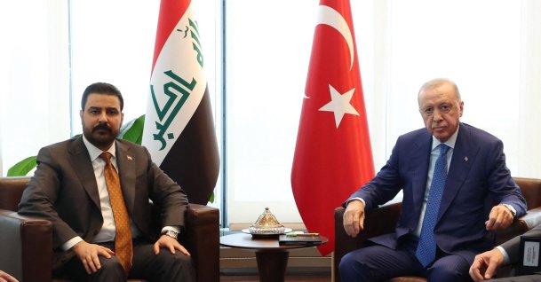 President Recep Tayyip Erdoğan meets with Iraqi Prime Minister Ali al-Zaidi on the sidelines of the 81st United Nations General Assembly, New York, U.S., Sept. 23, 2026. (AFP Photo)
