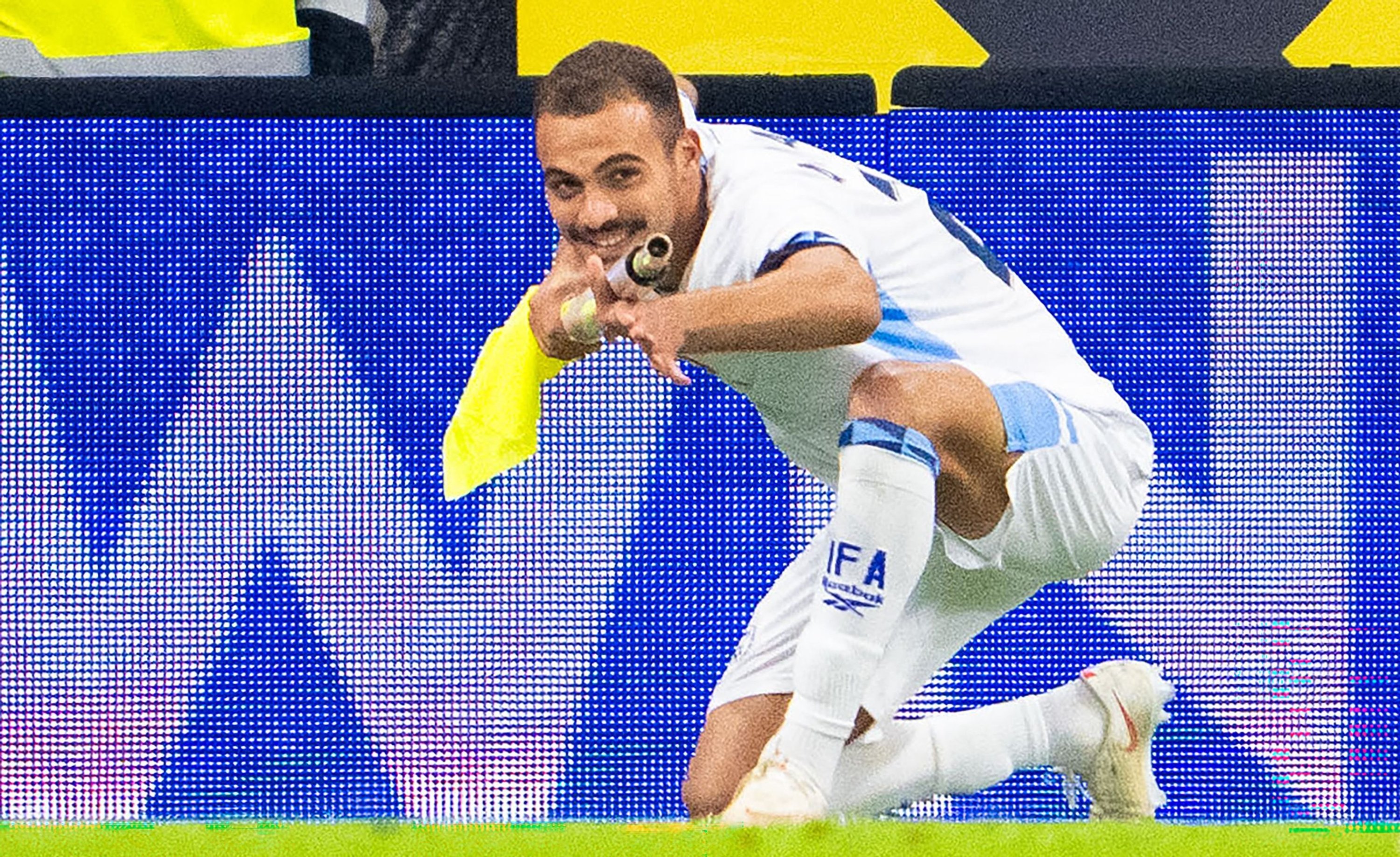 Israeli player sent off after controversial corner-flag celebration