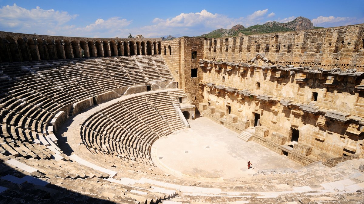 An Ancient Roman theater in Aspendos, Antalya, southern Türkiye, June 26, 2015. (Getty Images Photo)