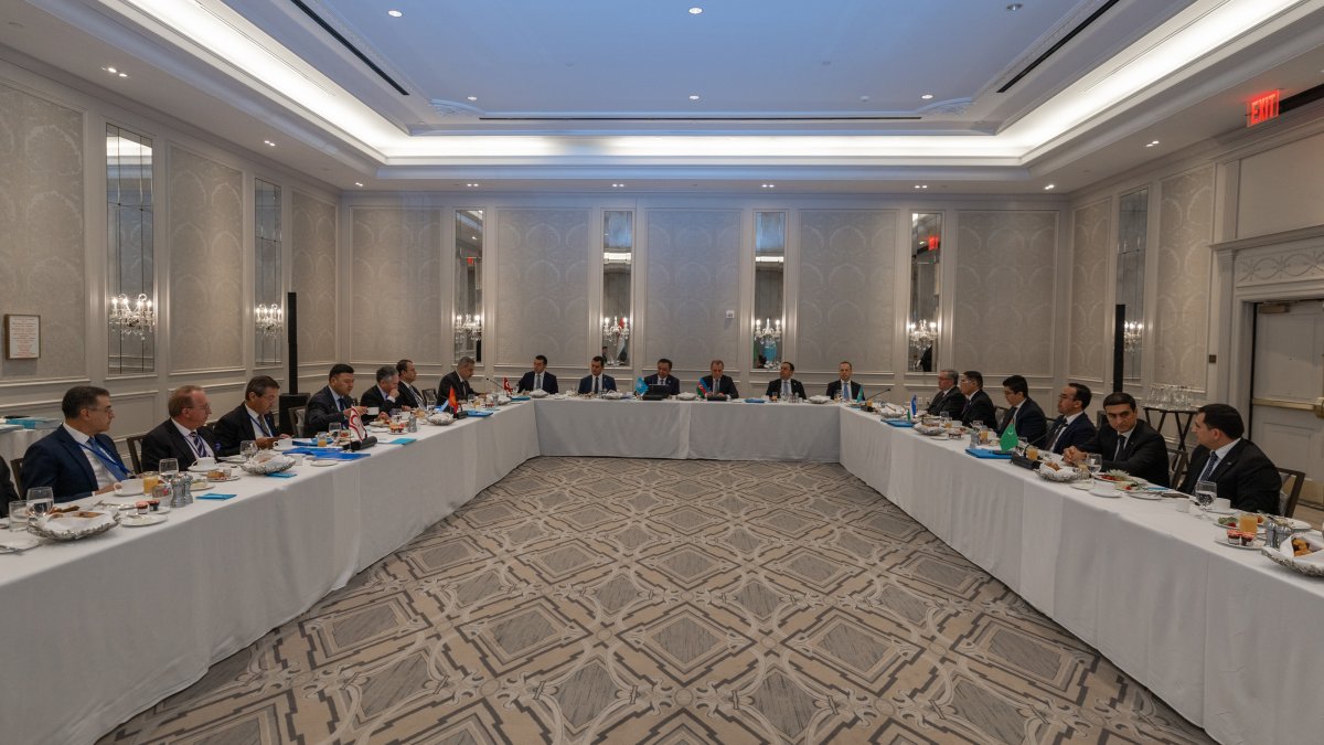 Foreign Minister Hakan Fidan attends an informal meeting of the Organization of Turkic States (OTS) Council of Foreign Ministers on the sidelines of the 81st U.N. General Assembly in New York, U.S., Sept. 25, 2026. (AA Photo)